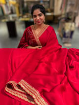 Red Satin Saree