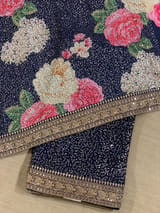 Midnight Blue Georgette Sequence saree SS50515