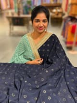 Midnight blue Georgette Saree with badla sequence motifs : S62F079