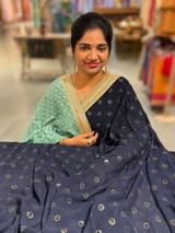 Midnight blue Georgette Saree with badla sequence motifs : S62F079
