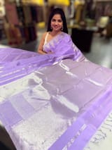 Lilac Vintage kanchi Saree with temple border SS50162