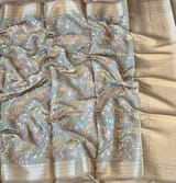Earthy Tone Banarasi Chiniya Silk 3-pc Suit set : SS62J18