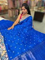 Royal Blue Raw Silk Saree with Pythani inspired Embroidery SS50497