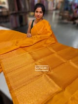 Mustard Vintage Kanjeevaram Saree with vaira oosi checks SS50150