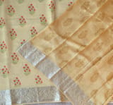 Besan Yellow Printed Chanderi Silk Saree with zari border SS50366
