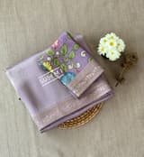 Lilac Banarasi tonchoi with pen kalamkari Blouse : D62F016