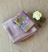 Lilac Banarasi tonchoi with pen kalamkari Blouse : D62F016