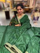 Forest Green crepe Silk Saree