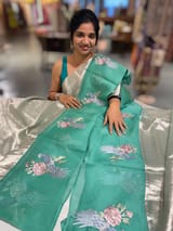 Pure Handloom Tissue saree with organza embroidered border