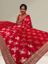 Chilli Red Designer Banarasi Silk Saree SS50579