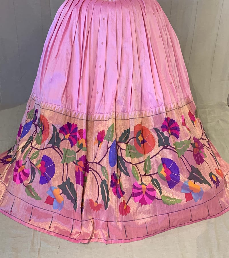 Baby Pink Pure Paithani stitched lehanga : S62F137
