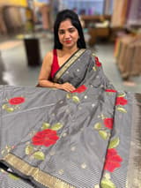 Banarasi silk stripes with embroidery SS50207