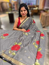 Banarasi silk stripes with embroidery SS50207