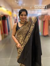Black Banarasi Brocade Katan silk Saree : S62124