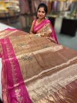 Pink Banarasi Brocade Tissue with embroidery