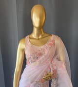 Baby Pink Organza Saree with handwork