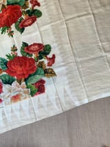 Half white Designer printed kanchi soft silk saree with temple border SS50370