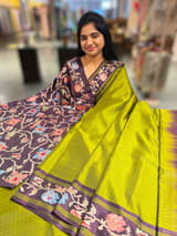 Leaf Green & Grape Wine Combo Vintage Kanchi soft silk saree with embroidery