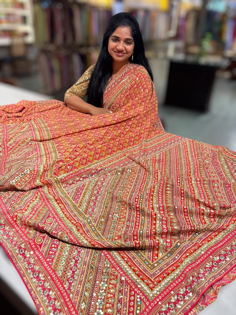 Designer Printed Crepe Silk Saree