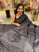 Black Designer Organza Handwork Saree