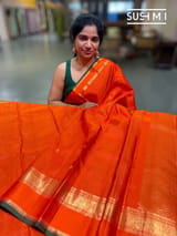 Orange Vaira Oosi Checks Vintage kanjeevaram Saree