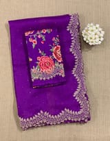 Purple Pure Organza Handwork Saree with heavy Designer Blouse SS50598