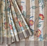 Mul silk handpainted Saree with tissue stripes