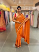 Orange Georgette sequnce Saree with Sabyasachi borders SS5042