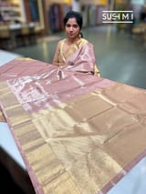 Onion Pink Kanjeevaram Tissue Saree