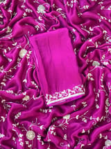 Wine Pure Satin Saree with allover floral