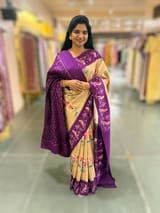 Chickoo & Purple combo Printed ikkath Patola saree