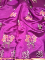 Majenta Banarasi Silk Saree with petite point & Pita embroidery