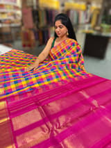Multi color checks kanjeevaram saree SS50148