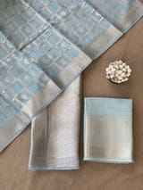 Powder Blue Banarasi Mul Silk Brocade 3-pc Sharara Suit set : SS62J16