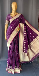 Brinjal Pure Handloom Banarasi Silk Saree