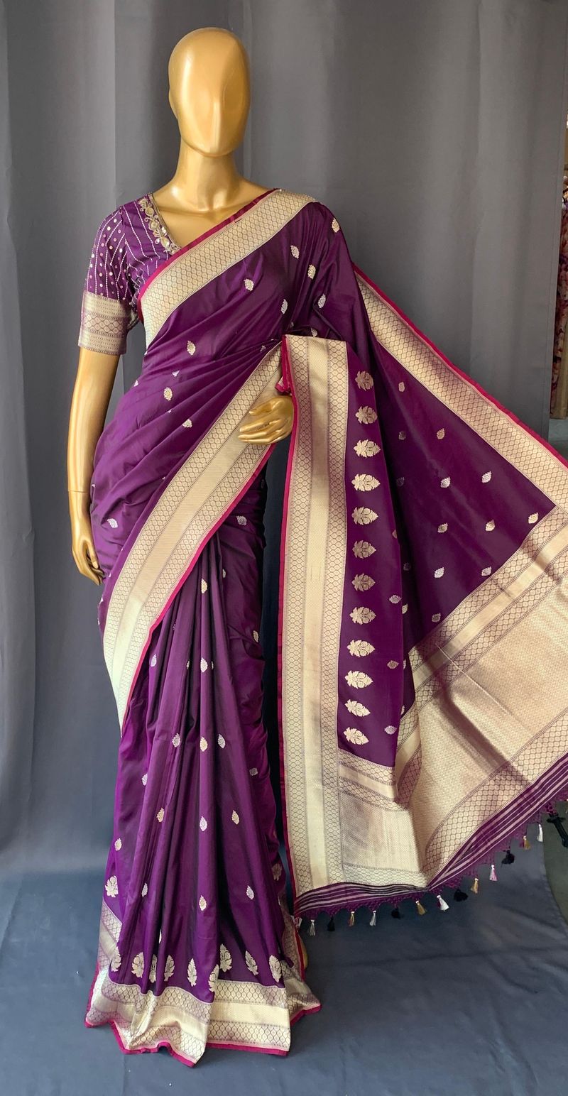 Brinjal Pure Handloom Banarasi Silk Saree