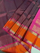 Winish Brown Kanchi vintage checks saree with Gap Border SS50173