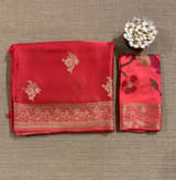 Dark Peach Pink Mashru Silk Saree with Paithani inspired embroidered blouse SS50572