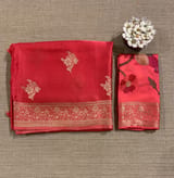 Dark Peach Pink Mashru Silk Saree with Paithani inspired embroidered blouse SS50572