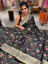 Black Mashru Banaras with embroidery SS5009