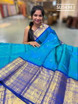 Peacock Blue vintage kanjeevaram saree : S62F157