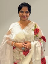 Silver tissue saree with embroidery