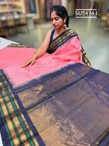 Salmon Pink vintage stripes Gadwal Silk Saree : S62F211