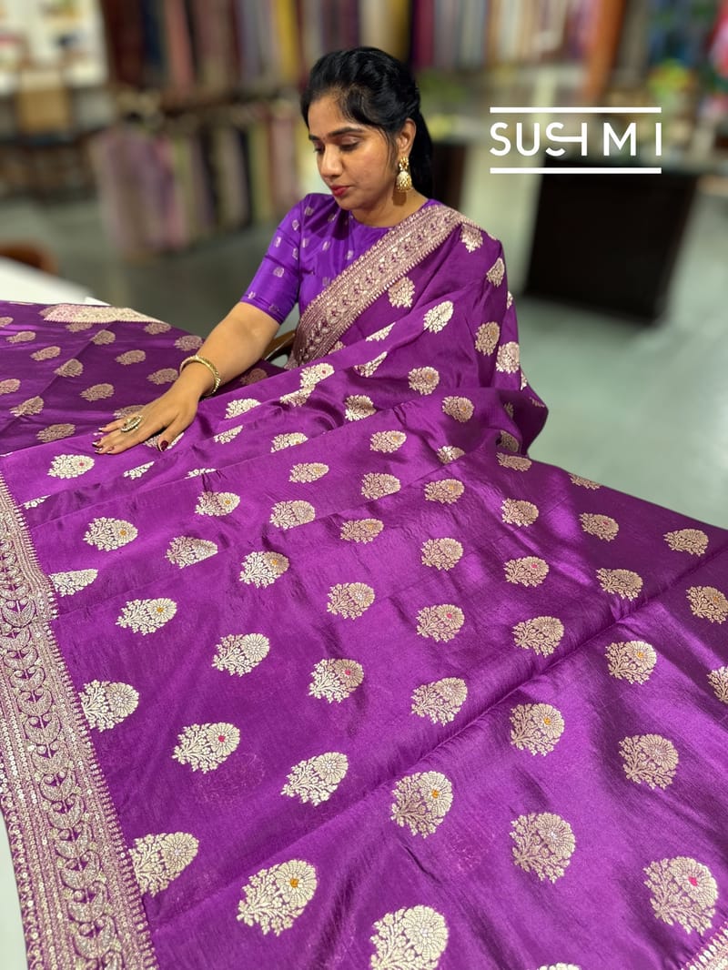 Purple Designer Banarasi Silk Saree