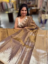 Light Brown Vintage kanchi Saree with temple border