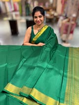 Emerald Green vintage Kanchipuram silk saree with pen kalamkari blousel SS50181