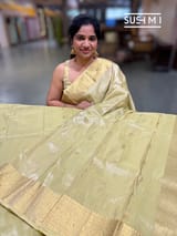 Light Pista Gold Tissue Kanjeevaram Saree