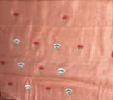 Rust Tussar Brocade Saree With Statement Red Rose Embroidery. SS50470