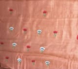 Rust Tussar Brocade Saree With Statement Red Rose Embroidery. SS50470