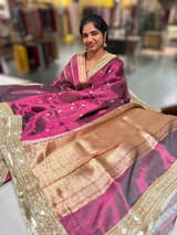 Wine Pure handloom Banarasi Tissue saree SS50428